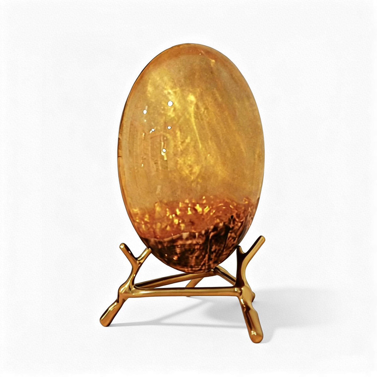 Amber Resin Egg-Shaped Decorative Ornament
