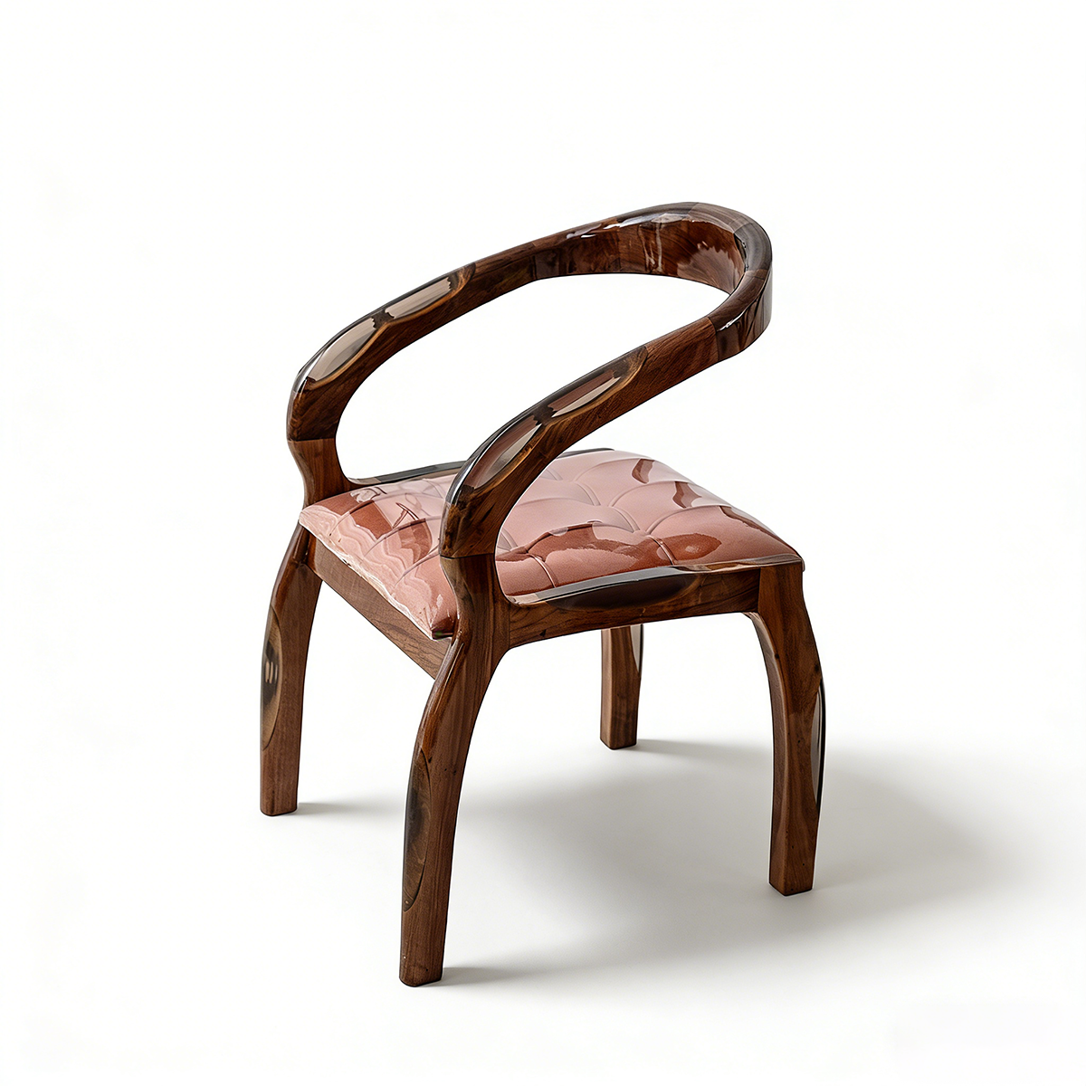 Walnut Wood Resin Armrest Accent Chair