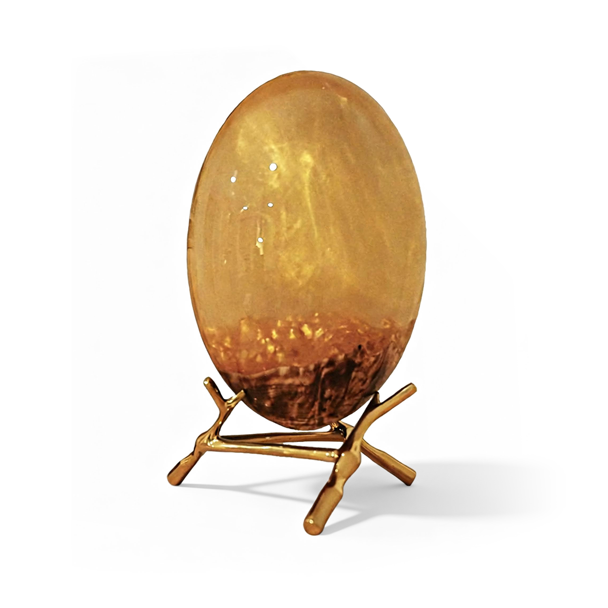 Amber Resin Egg-Shaped Decorative Ornament