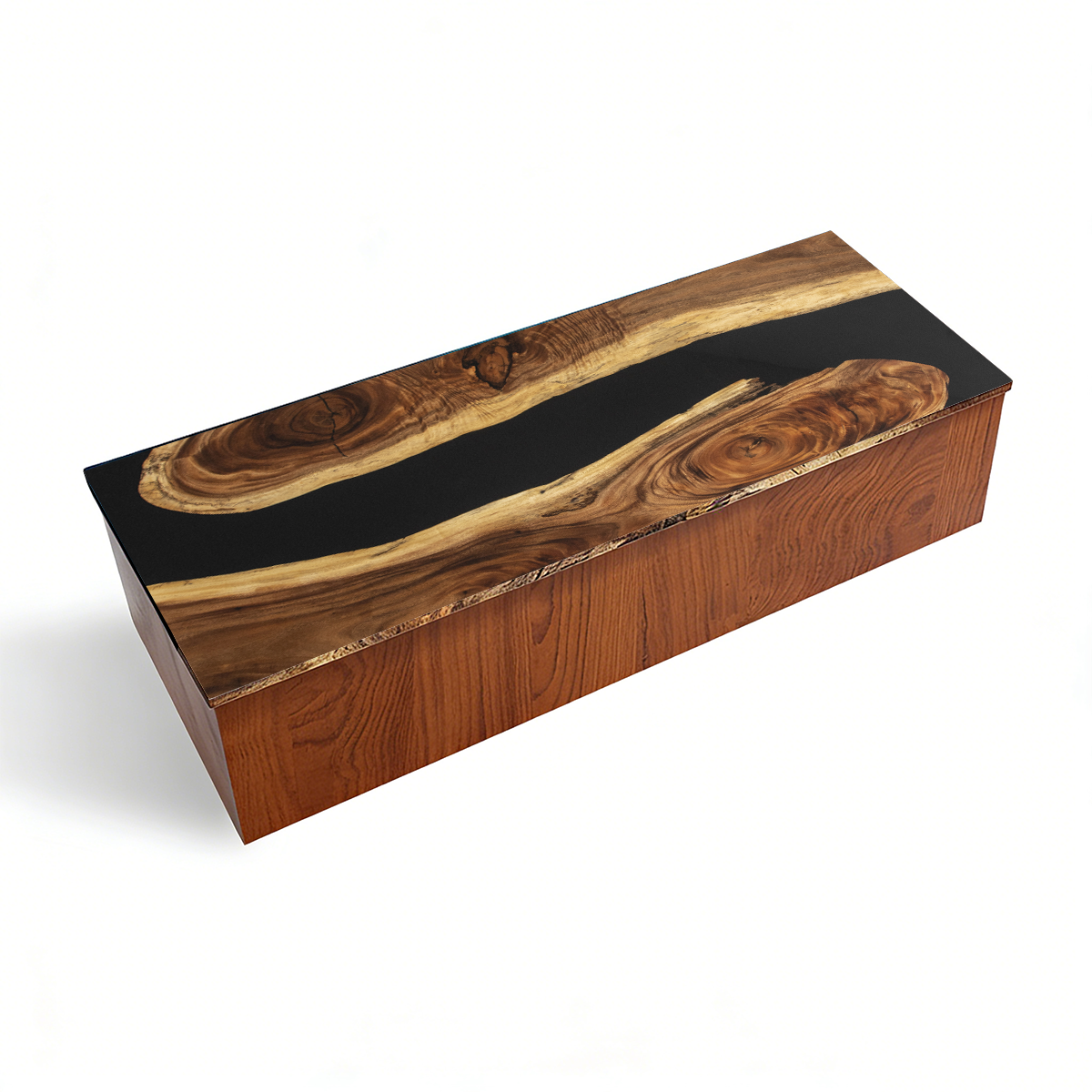 Walnut Wood Black River Rectangle Resin Countertop