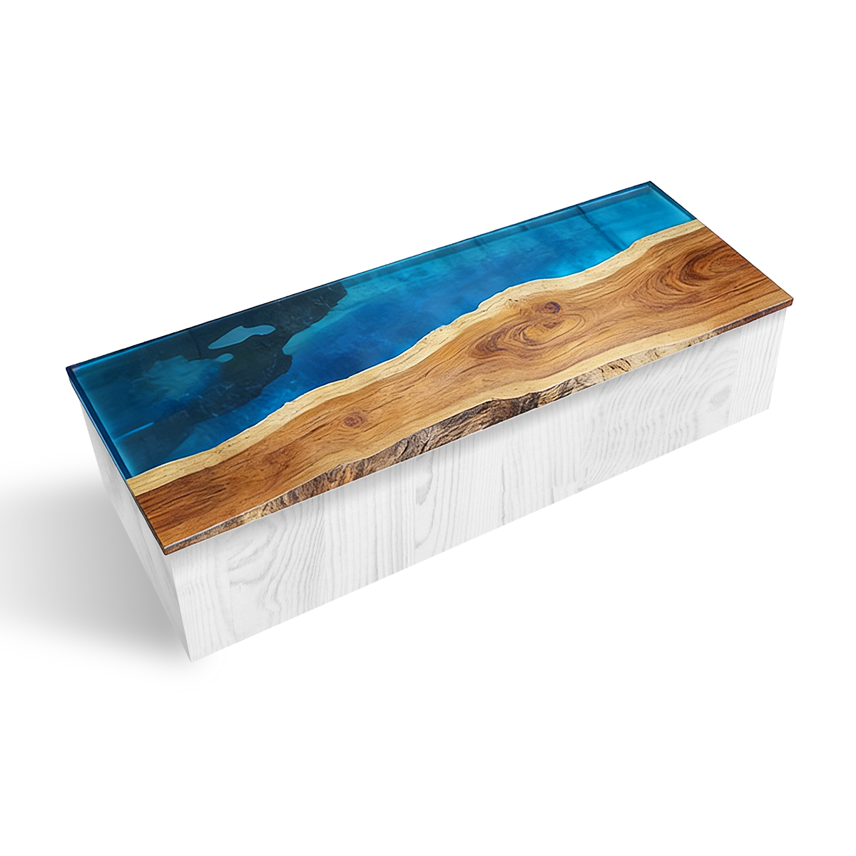 Blue Vein Walnut Rectangle River Resin Countertop