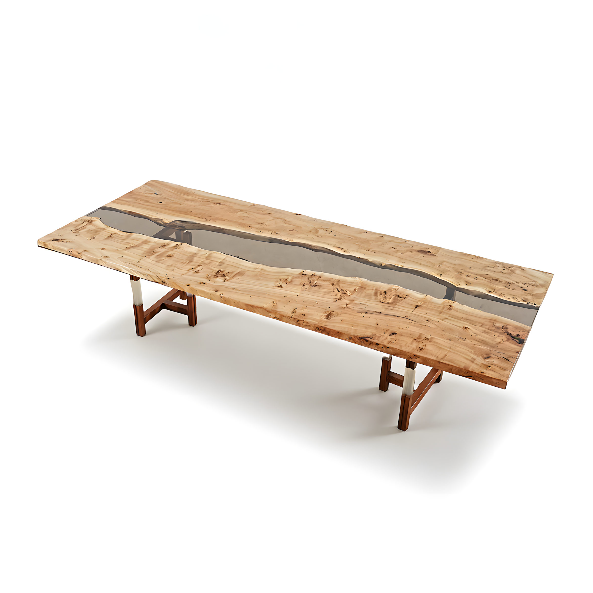 Olive Wood Rectangle Epoxy Resin Dining Table