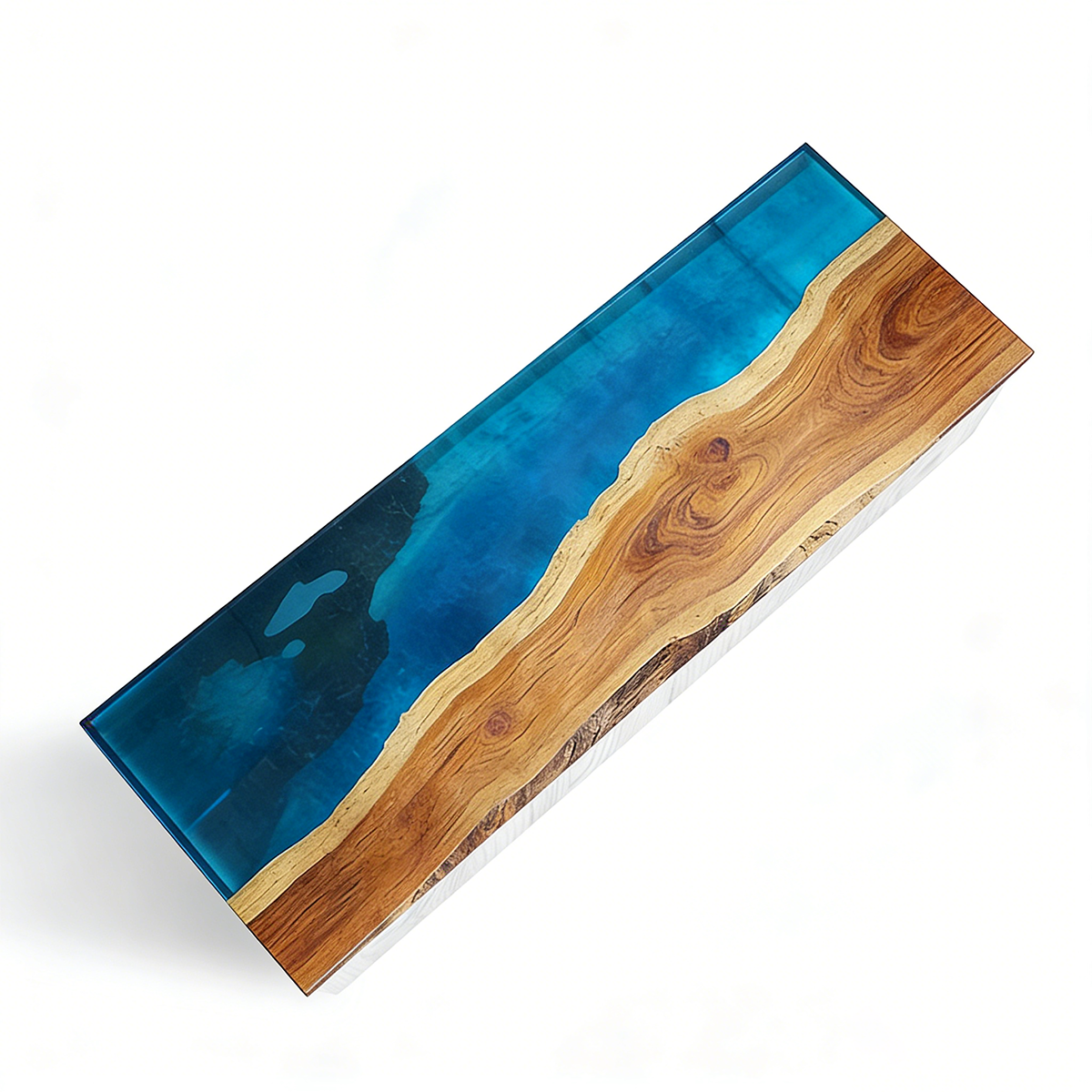 Blue Vein Walnut Rectangle River Resin Countertop