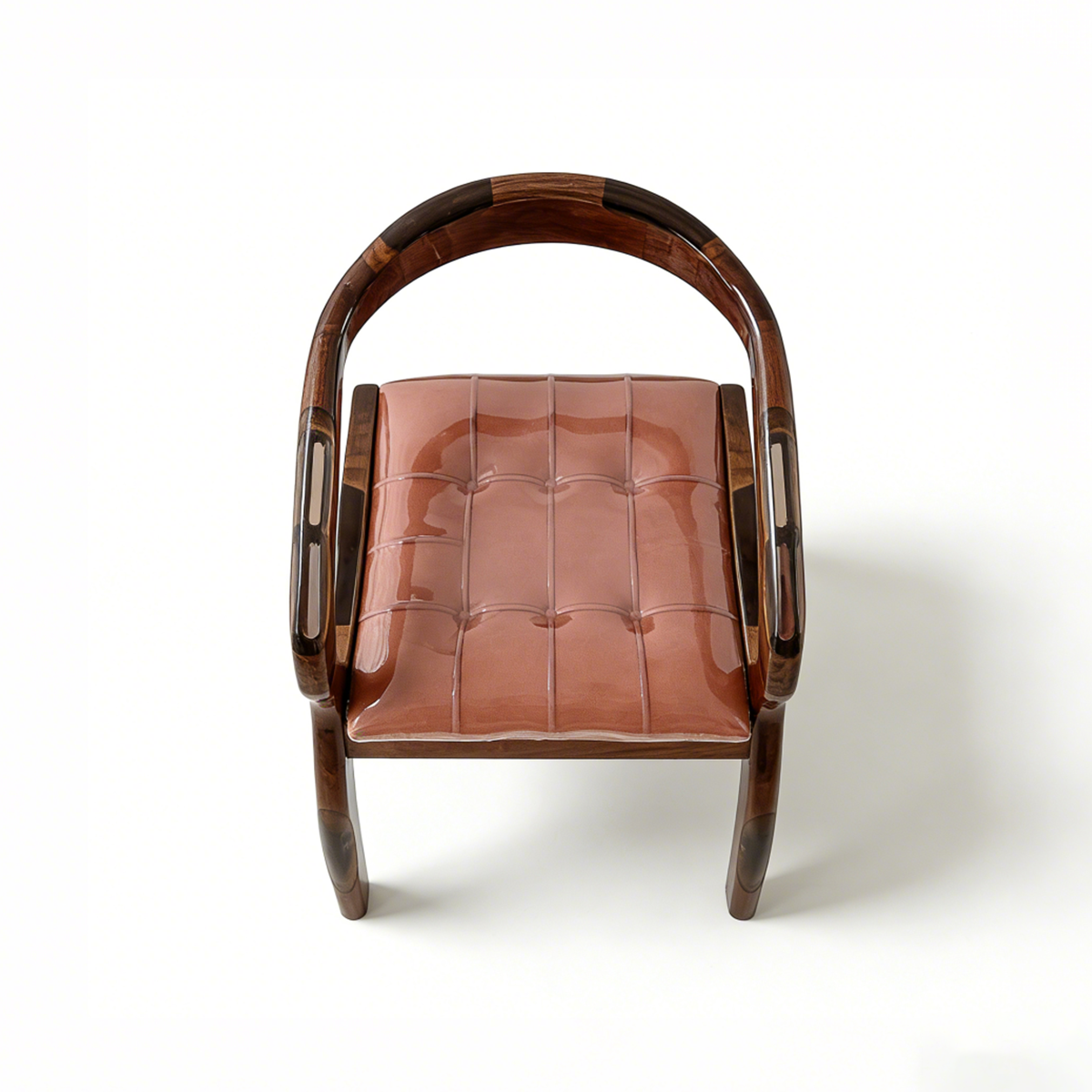 Walnut Wood Resin Armrest Accent Chair