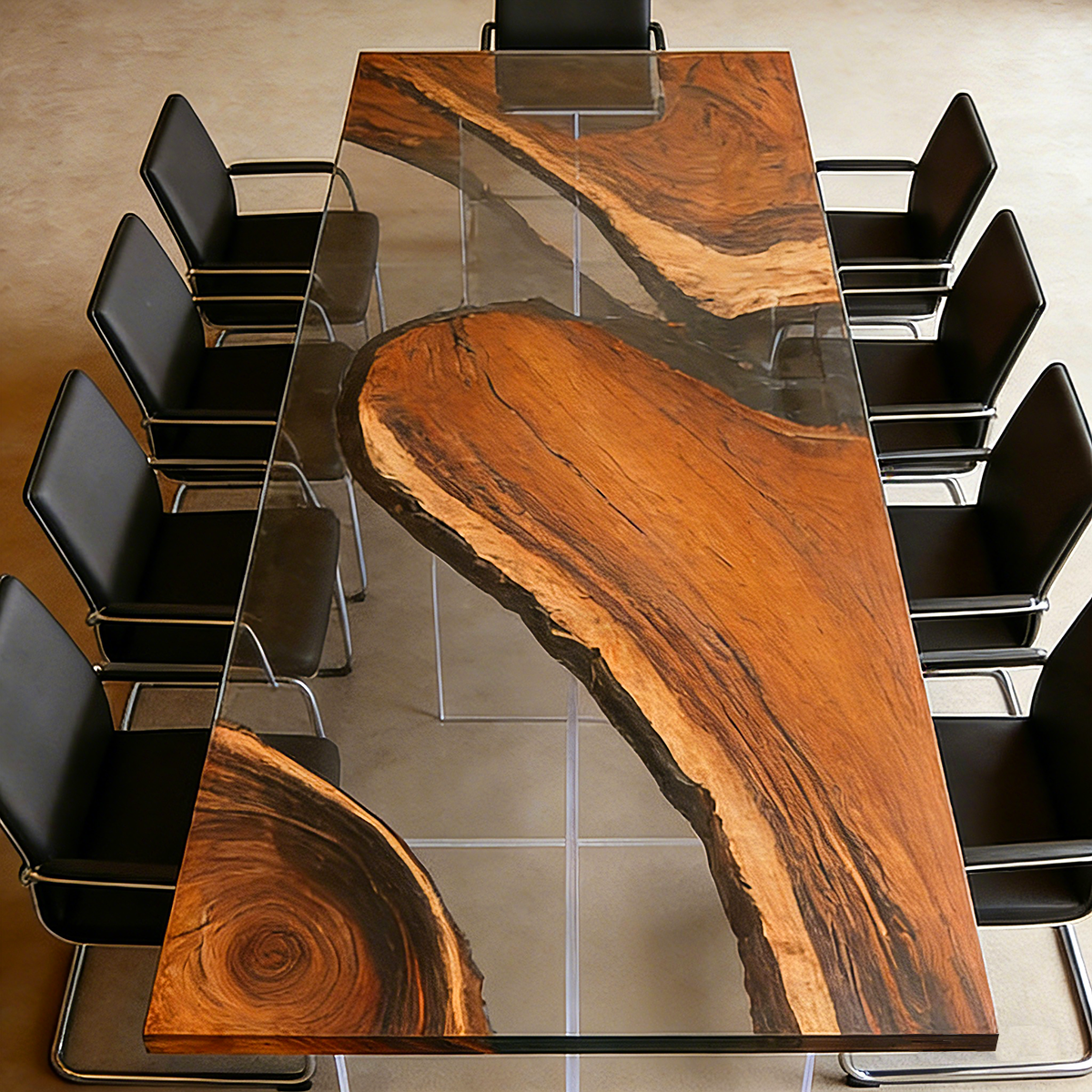 Black Walnut Wood Resin Conference Table
