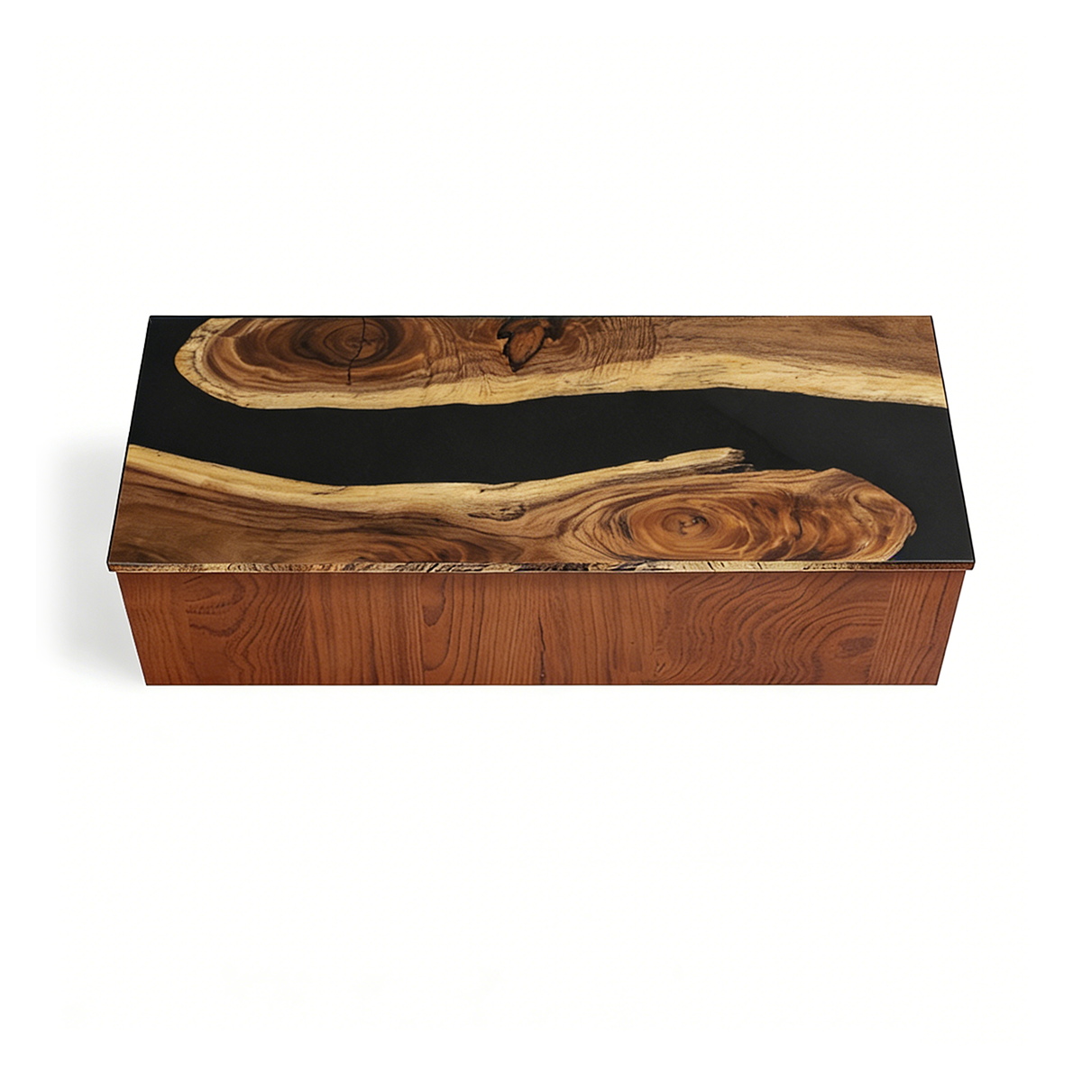 Walnut Wood Black River Rectangle Resin Countertop