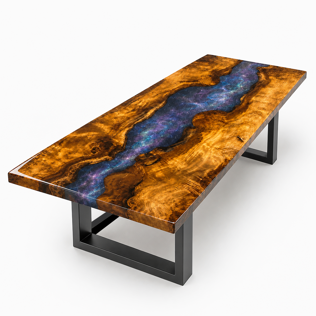 Golden Camphor Purple Sky Epoxy Resin Dining Table